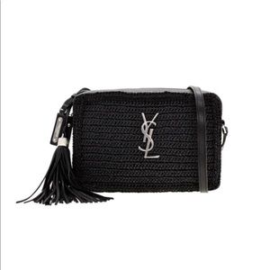 Saint Laurent YSL Lou Camera Bag Raffia Black